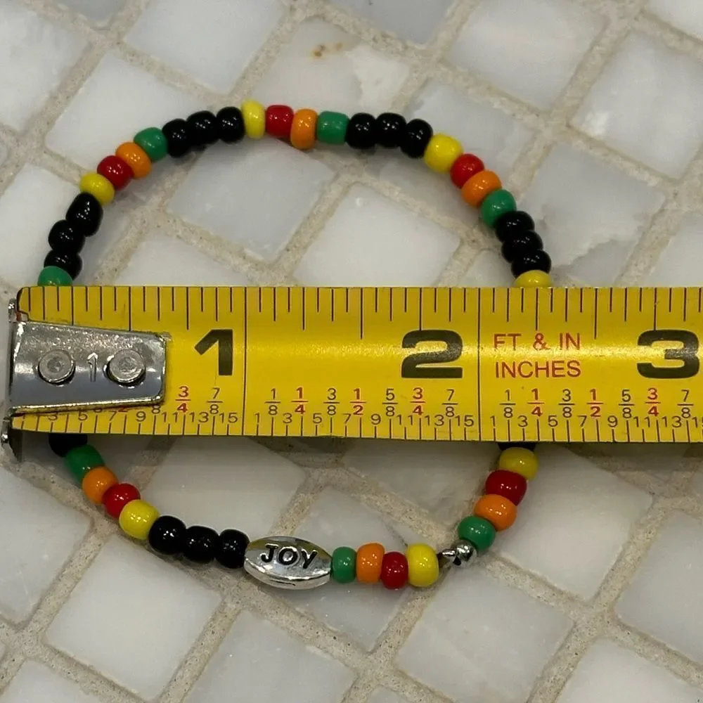 South African Beaded Bracelet with Silver Joy Charm